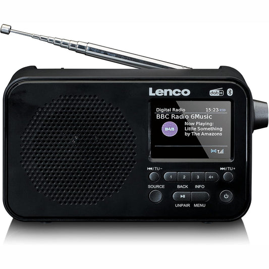 267824 - LENCO Radio Portative DAB+ PDR-036, Bluetooth 5.0, Radio FM PLL, 4 Butona të Paracaktuar, Ekran me Ngjyra 2.4”, Bateri e Integruar, Orë, Kohëmatës Gjumi, E Zezë