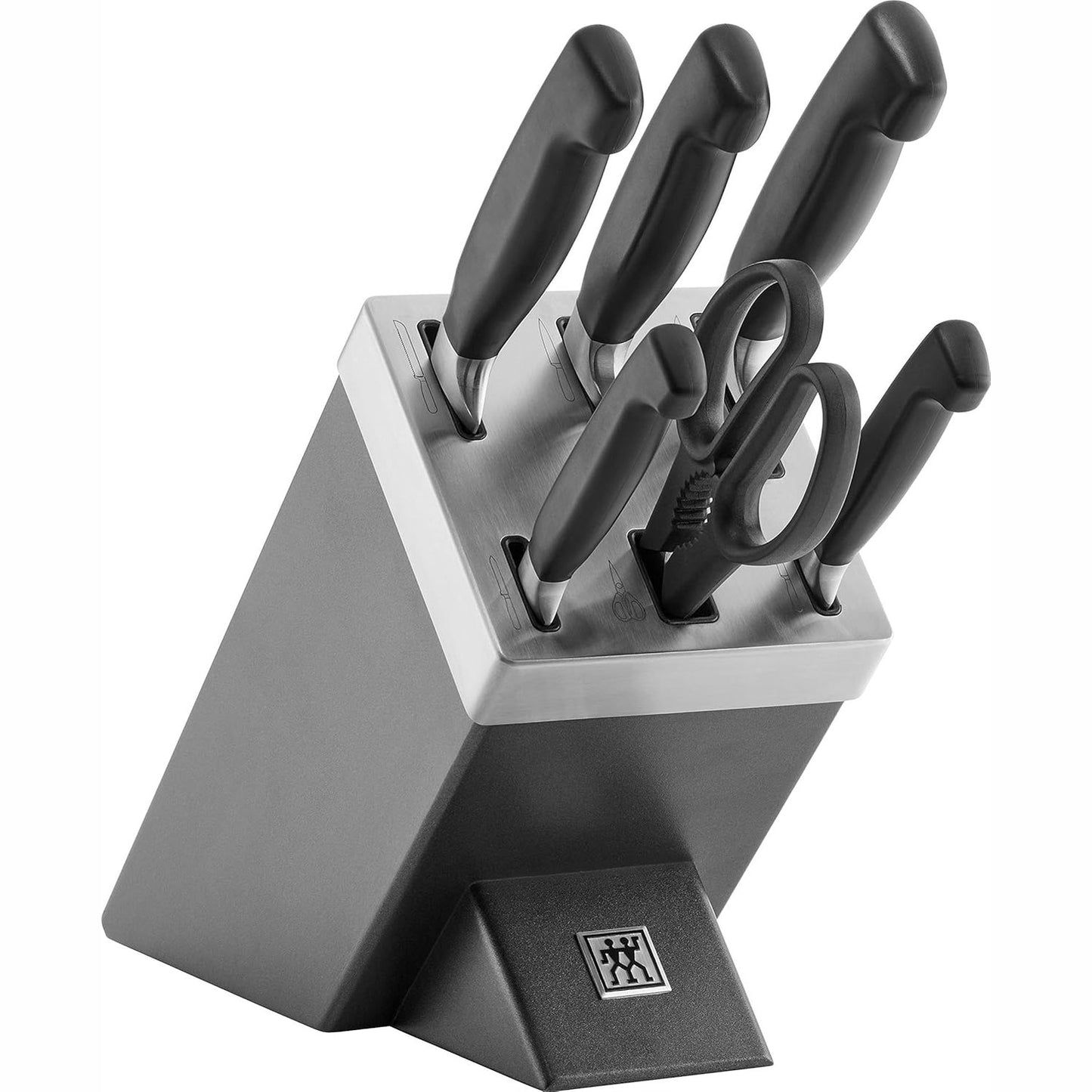 245009 - ZWILLING Bllok thikash vetëmprehëse me katër yje, set me 7 pjesë, çelik inox, gri, i prodhuar në Gjermani