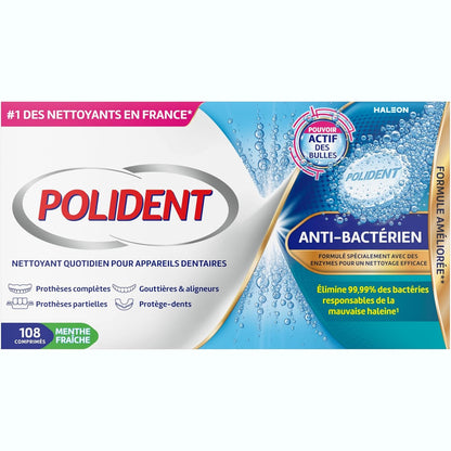 322074 - POLIDENT Pastrues Antibakterial për Proteza të Plota ose të Pjesëshme - 108 Tableta