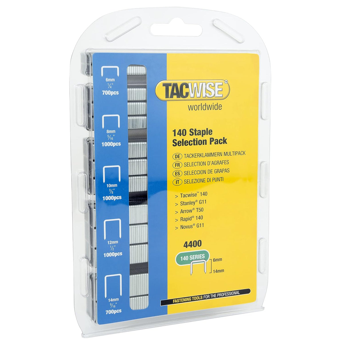310560 - TACWISE 0350 ASORTIMENT KAPËSESH TË GALVANIZUARA 140 / 6-14 MM, PAKO ME 4400