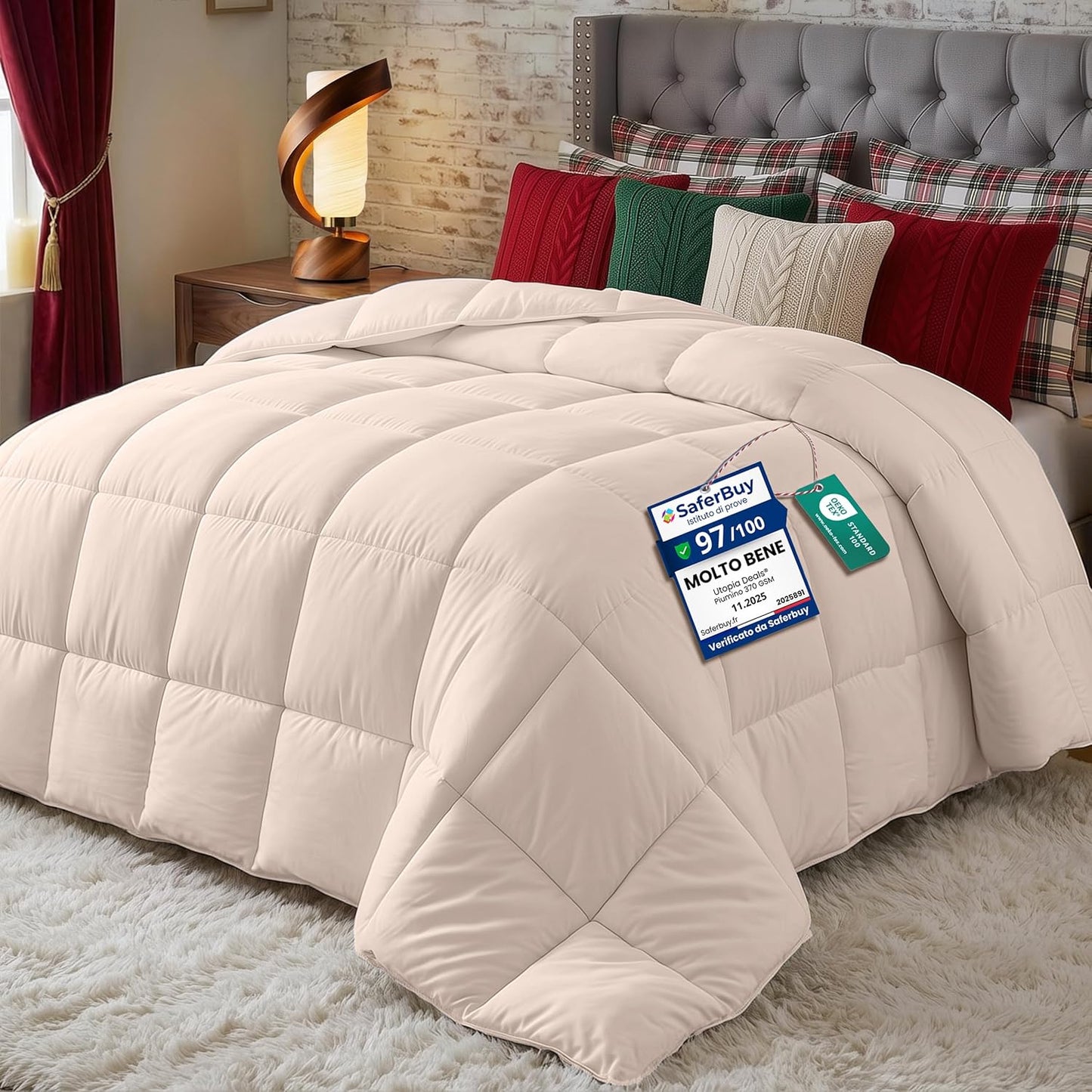 211416 - UTTOPIA Jorgan 200 x 200 cm, mbushje 370 g/m², material i frymëmarrshëm, super i butë, ngjyrë bezhë, i përshtatshëm për të gjitha stinët