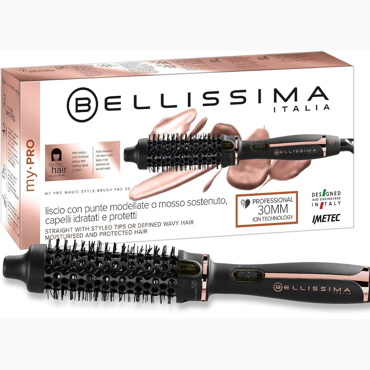271214 - BELLISSIMA Furçë me ngrohje My Pro Imetec Magic Style Brush P2 30, diametër 30 mm, Teknologji Jonike, Veshje Qeramike