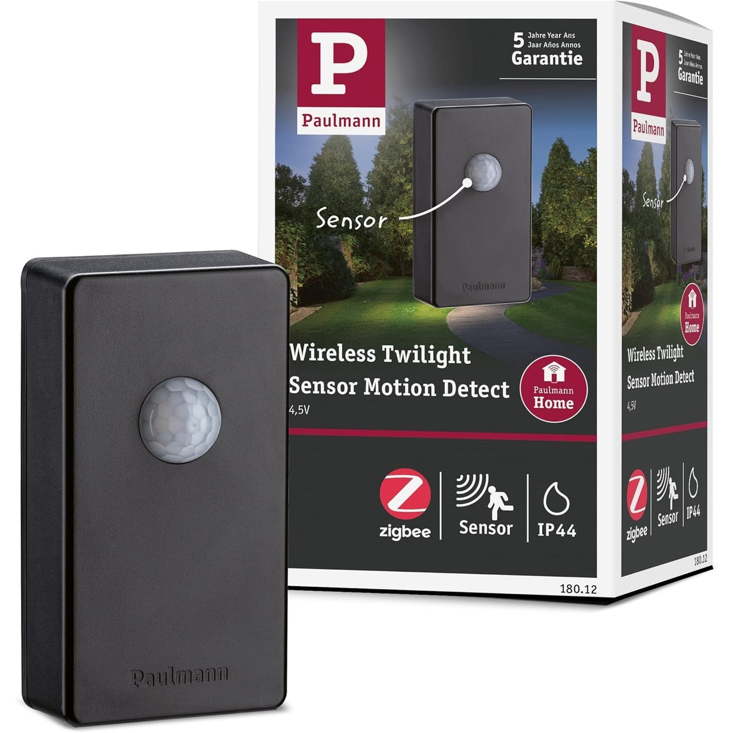 208554 - PAULMANN 18012, Sensor/Detektor Lëvizjeje ZigBee Plug & Shine, IP44, Kontroll Radio, Ngjyrë Antraciti