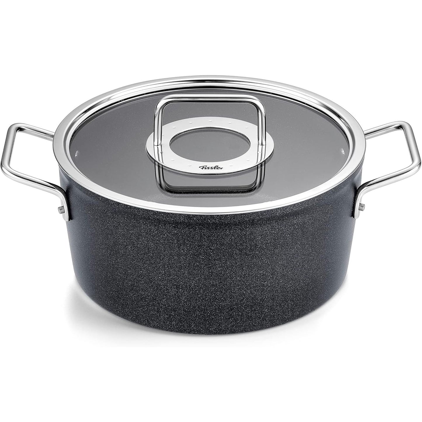 250077 - FISSLER Tenxhere alumini (Ø 24 cm, 4.9L) me kapak qelqi, jo-ngjitëse - Induksion