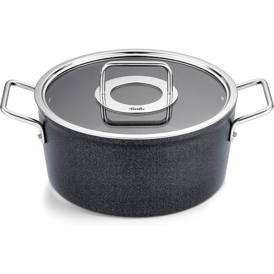 250077 - FISSLER Tenxhere alumini (Ø 24 cm, 4.9L) me kapak qelqi, jo-ngjitëse - Induksion