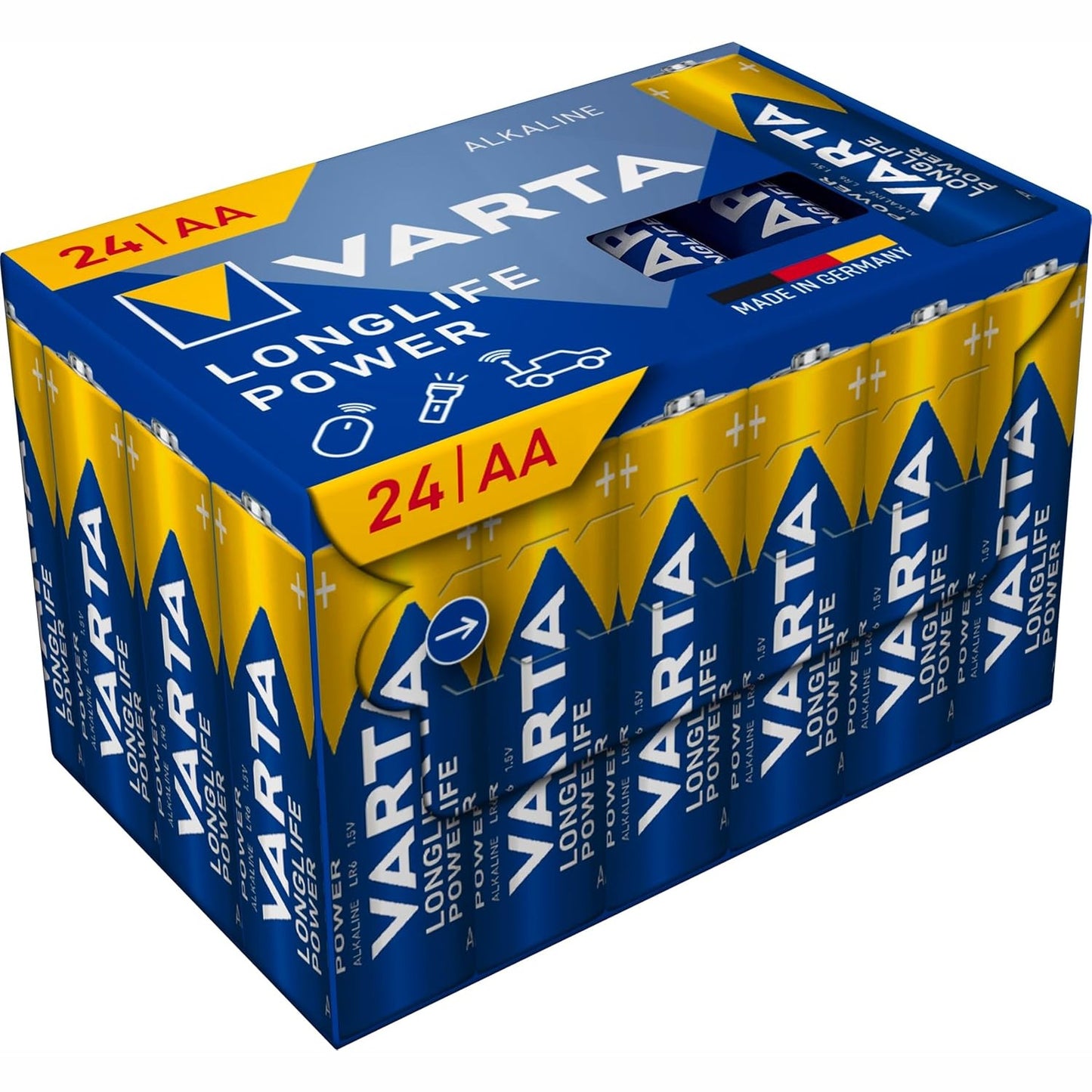 274216 - VARTA Bateri AA, 24 copë, Longlife Power, Bateri alkaline Mignon LR6, 1.5 V, prodhuar në Gjermani