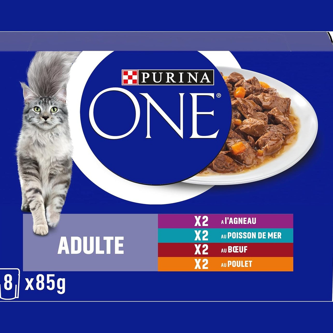 225238 - PURINA ONE Mace e Rritur e Grirë në Salcë Shumëllojshmerish 8x85g