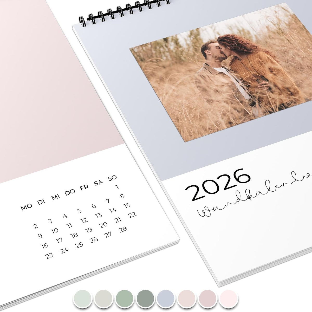 295437 - Kalendar me foto DIY 2026, format A4, dizajnoni nga janari deri në dhjetor, përmbledhje festash, pastel