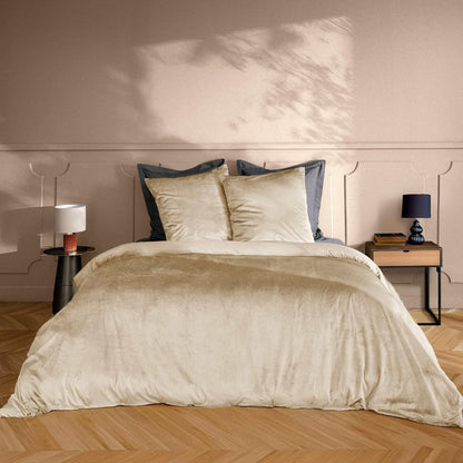 221777 - DOUCEUR D'INTÉRIEUR Komplet shtrati me 3 pjesë (240 x 220 cm) Velina Sand, Kadife e thjeshtë