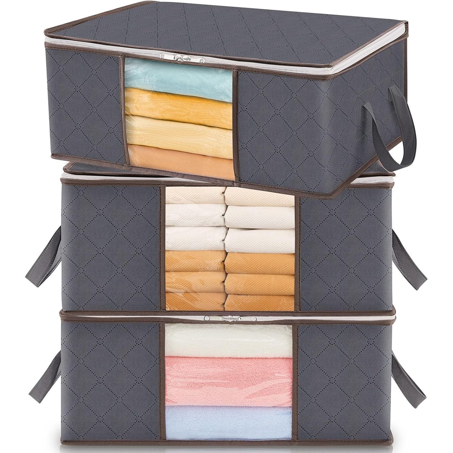 225339 - LIFEWIT Çantë për Ruajtjen e Rrobave, Kuti e Palosshme, Gri, 35 L, Set me 3 copë