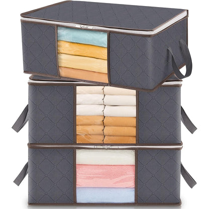 225339 - LIFEWIT Çantë për Ruajtjen e Rrobave, Kuti e Palosshme, Gri, 35 L, Set me 3 copë