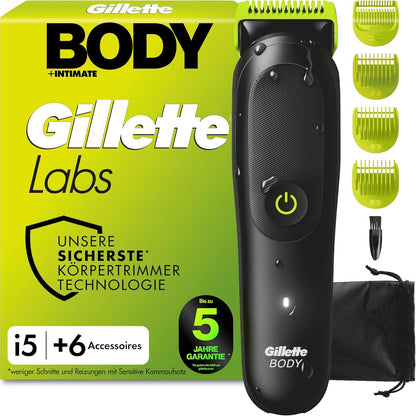 289548 - GILLETTE Makinë prerëse për trupin + intim i5 për meshkuj, e zezë/jeshile