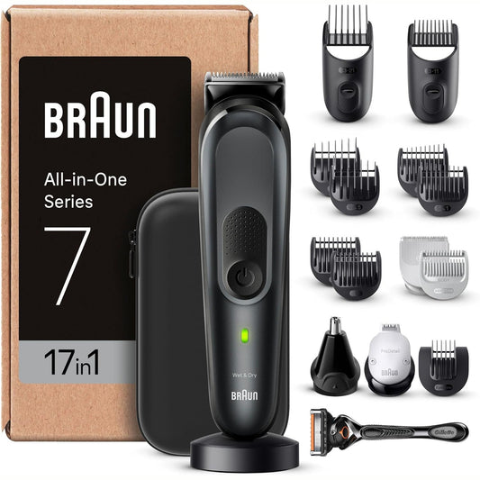 311042 - BRAUN Makinë prerëse dhe prerëse flokësh për burra MGK7491, Set stilimi 17-në-1, 100 minuta përdorim, e zezë