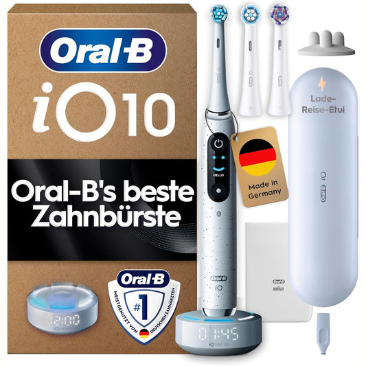315016 - ORAL-B Furçë dhëmbësh elektrike iO Series 10, 3 koka furçe, iOSenses, Kuti udhëtimi me karikim, 7 mënyra pastrimi për kujdesin oral, e projektuar nga Braun, e bardhë