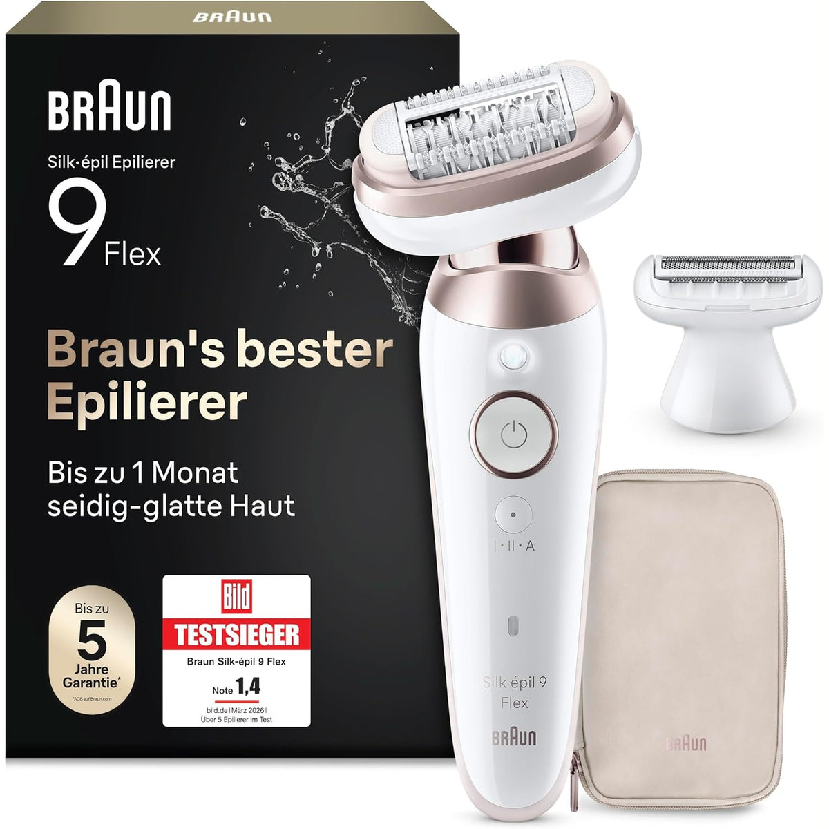 289412 - BRAUN Silk-épil 9 Flex, Depilator për Gra 9-030 3D, Titan i Bardhë/Rozë, Kokë Rroje, Kokë Trimmer