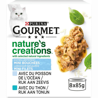 220217 - GOURMET | KRIJIME TË NATYRËS | Ushqim për mace të rritura | Mini Bites me përbërës natyralë | Me peshk: Peshk oqeani, Ton | Pako me 12 copë (8 x 85g)