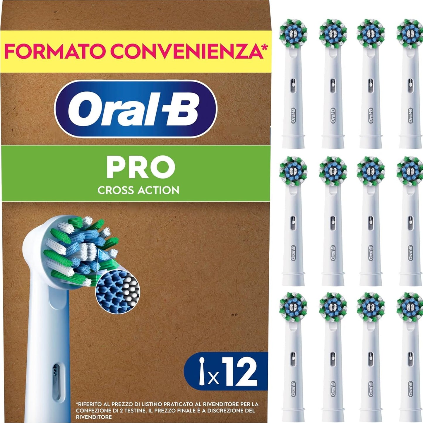 271168 - ORAL-B Koka Zëvendësuese Pro Cross Action, të Bardha, 12 Mbushëse, Autentike, Qime të Kënduara