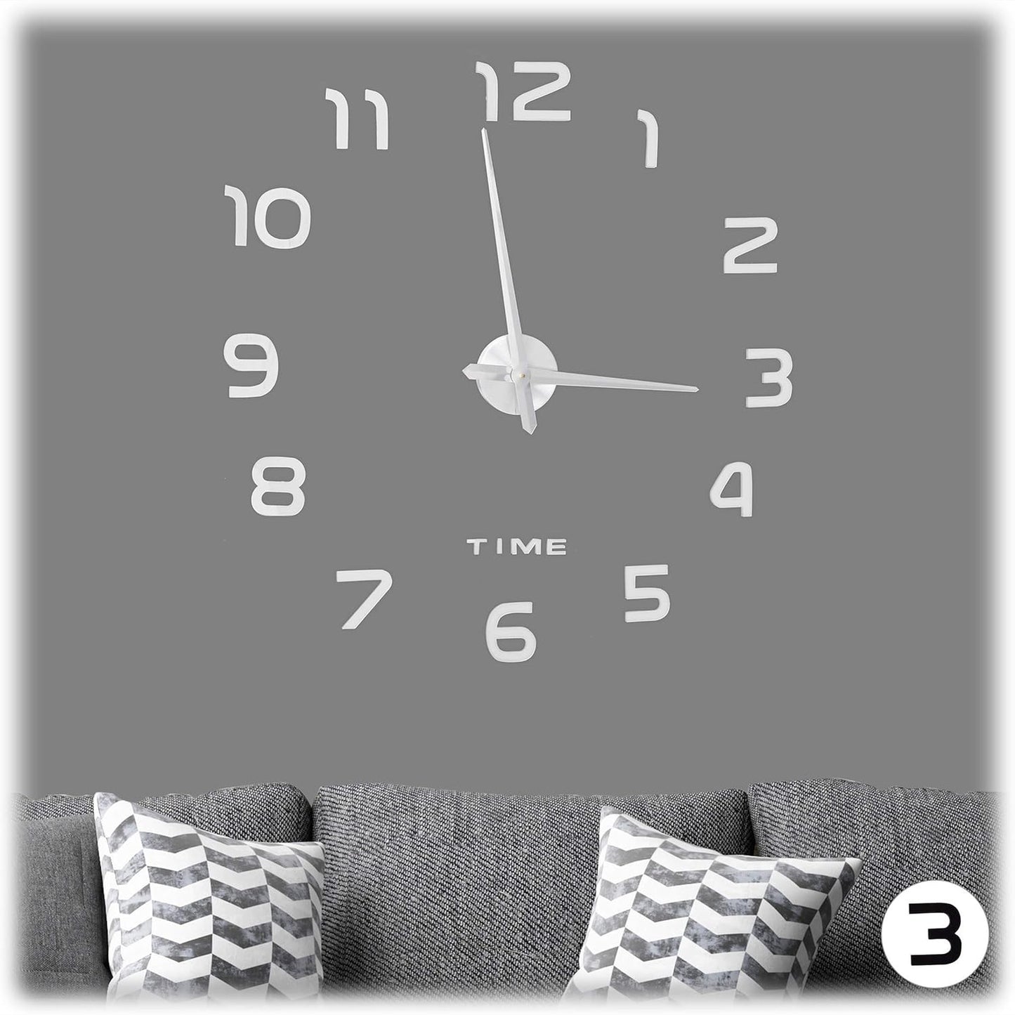 214968 - RELAXDAYS Orë muri, Numra 3D, Madhësi e ndryshueshme, Moderne, Argjendtë