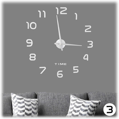 214968 - RELAXDAYS Orë muri, Numra 3D, Madhësi e ndryshueshme, Moderne, Argjendtë