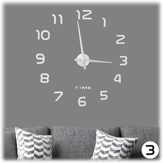 214968 - RELAXDAYS Orë muri, Numra 3D, Madhësi e ndryshueshme, Moderne, Argjendtë