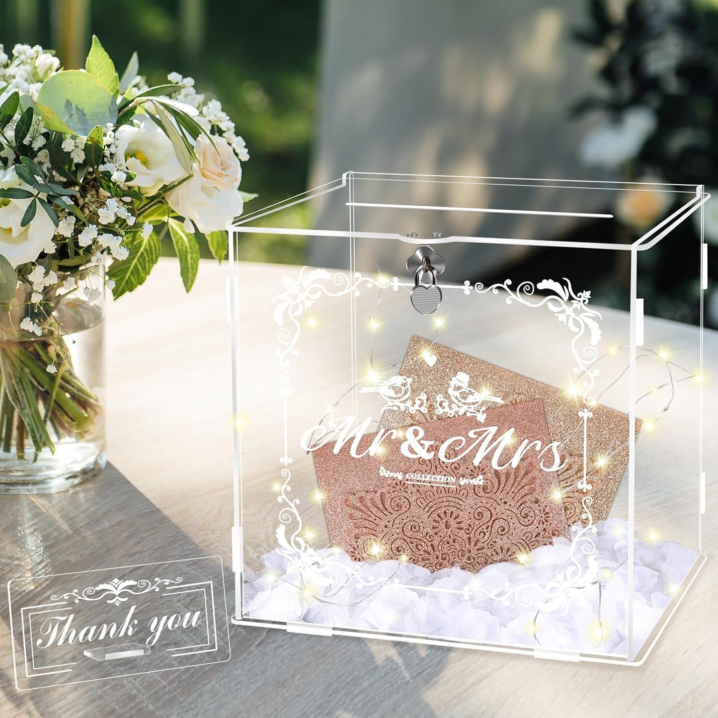 175889 - HERENEAR - Kuti të Mëdha Kartash Dhuratash Dasmash prej Akriliku me Kyç, Transparente Bëje Vetë për Ditëlindje, Përvjetor, Baby Shower