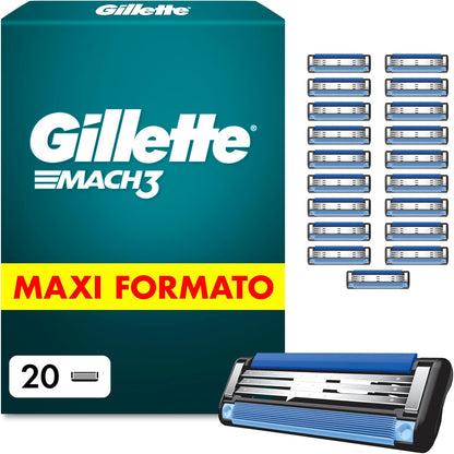 296742 - GILLETTE Mbushëse brisku Mach3 për Burra, 3 tehe, 20 briskë Gillette Mach 3 me shirit lubrifikues