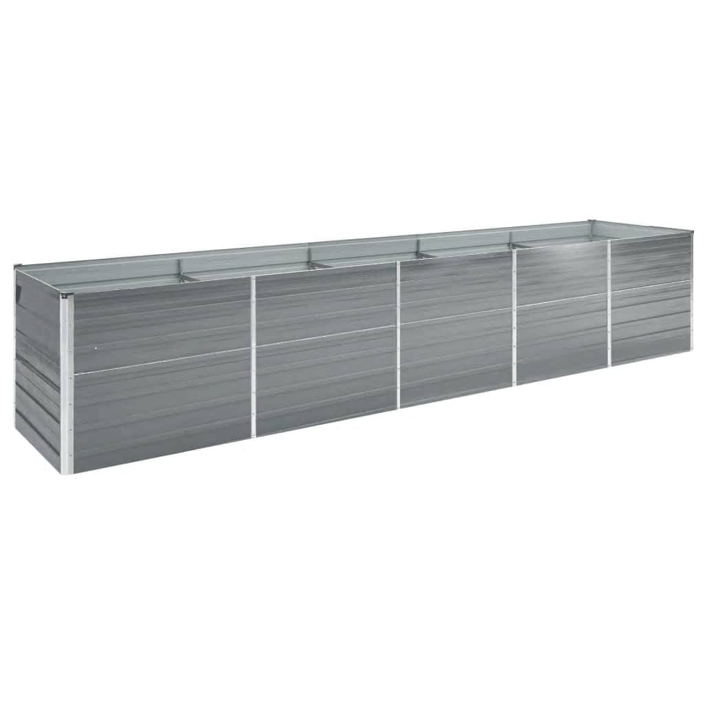 244886 - vidaXL Shtrat i Ngritur për Kopsht, Çelik i Galvanizuar 400x80x77 cm, Gri
