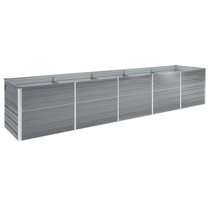 244886 - vidaXL Shtrat i Ngritur për Kopsht, Çelik i Galvanizuar 400x80x77 cm, Gri