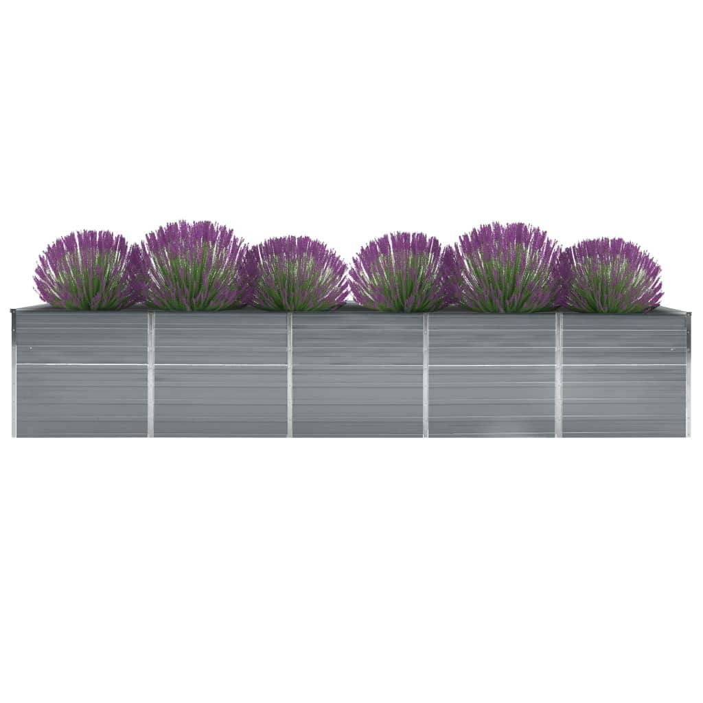 244886 - vidaXL Shtrat i Ngritur për Kopsht, Çelik i Galvanizuar 400x80x77 cm, Gri
