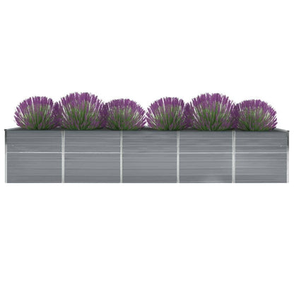 244886 - vidaXL Shtrat i Ngritur për Kopsht, Çelik i Galvanizuar 400x80x77 cm, Gri