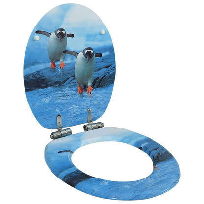 291577 - Kapak Tualeti vidaXL me Kapak, mbyllje e butë, Dizajn Penguini prej MDF