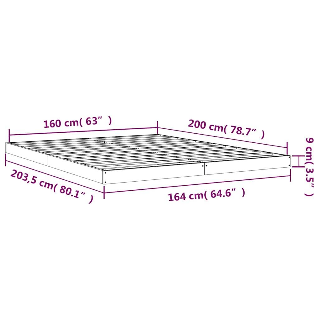 280669 - Kornizë Shtrati vidaXL pa Dyshek 160x200 cm Dru natyral Pishe