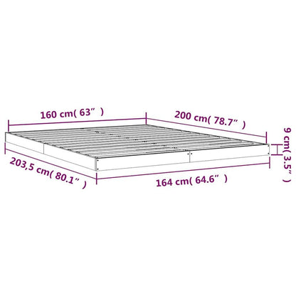 280669 - Kornizë Shtrati vidaXL pa Dyshek 160x200 cm Dru natyral Pishe