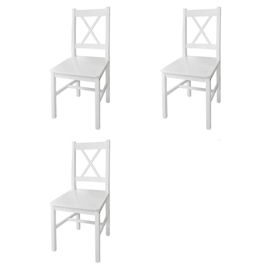 181566 - VIDAXL - Set prej 4 Karrige ngrënieje, Prej Druri Pisha, Ngjyra e Bardhë