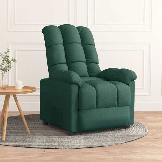 181680 - VIDAXL Karrige Rrotulluese me Shtresë, Material Pëlhurë, Ngjyrë Jeshile e Errët