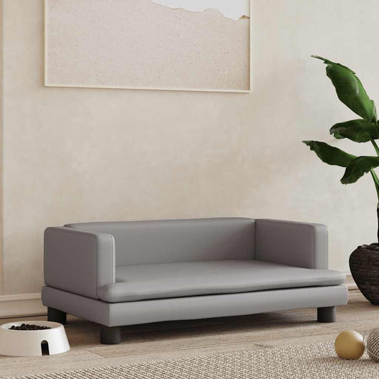 244365 - VIDAXL Shtrat Qeni Gri 80x45x30 cm Lëkurë Artificiale