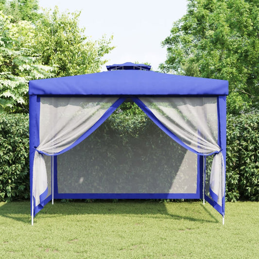 181724 - VIDAXL Gazebo Blu me Çati Të Dyfishtë, Madhësi 3x3x2.68m, Material Pëlhurë