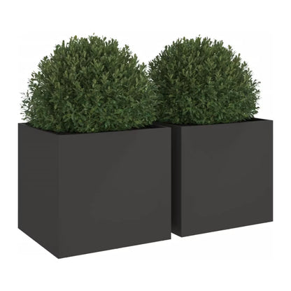 270021 - vidaXL Mbjellëse (planter) 2 copë, çelik i ftohtë, ngjyrë e zezë, 49 × 47 × 46 cm