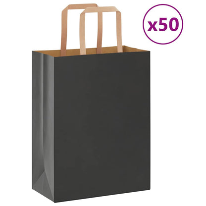 244695 - VIDA XL Qese letre 50 copë me doreza të zeza 21x11x28 cm