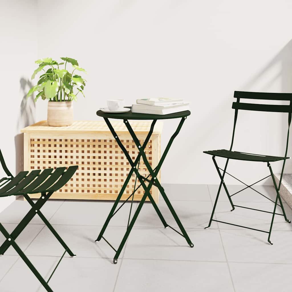 244947 - vidaXL Tavolinë Bistro Jeshile e Errët Ø 50 x 71 cm Çelik i veshur me pluhur