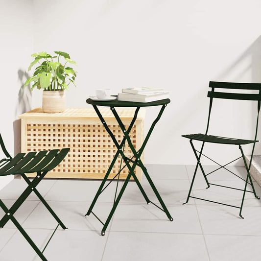 244947 - vidaXL Tavolinë Bistro Jeshile e Errët Ø 50 x 71 cm Çelik i veshur me pluhur
