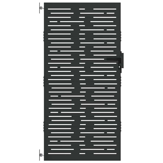 291413 - VIDA XL Portë Kopshti 85 x 200 cm Çelik i veshur me pluhur, i Zi, me Mbyllje