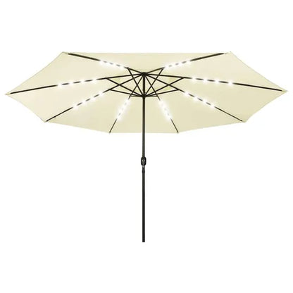 244533 - vidaXL Çadër Outdoor me Drita LED dhe Shtyllë Metalike 400 cm Ngjyrë Rëre