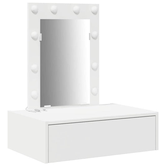 280684 - vidaXL Tavolinë Kozmetike me pasqyre dhe LED e Bardhë 60 x 40 x 70 cm Dru i Inxhinieruar