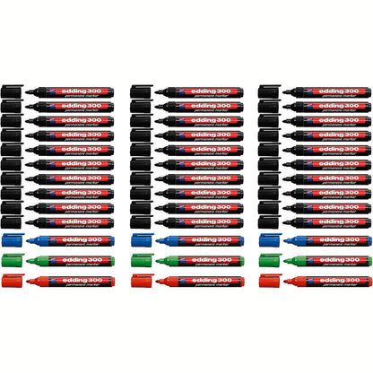 299502 - SHËNUES I PËRHERSHËM EDDING 300 (30x I ZI) + 6x (I KUQ/JESHIL/BLU)