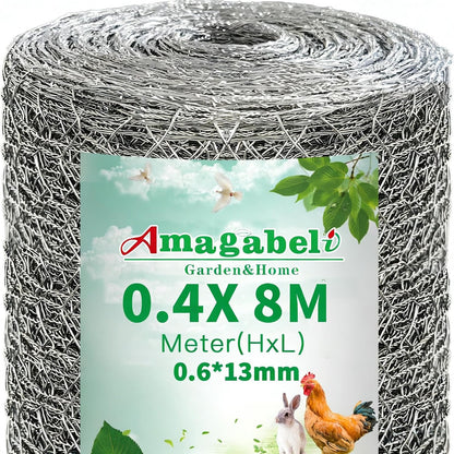 289338 - AMAGABELI Gardh me zinxhir, rrjetë gjashtëkëndore, madhësi rrjete 12.7 mm, lartësi 40 cm, gjatësi 8 m, tel lepuri, tel pule, argjend i galvanizuar