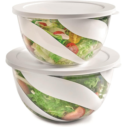 227634 - SNIPS Set me 2 tasa sallate me kapakë, Kapacitet 3 + 5 L, E bardhë, Prodhuar në Itali, pa BPA