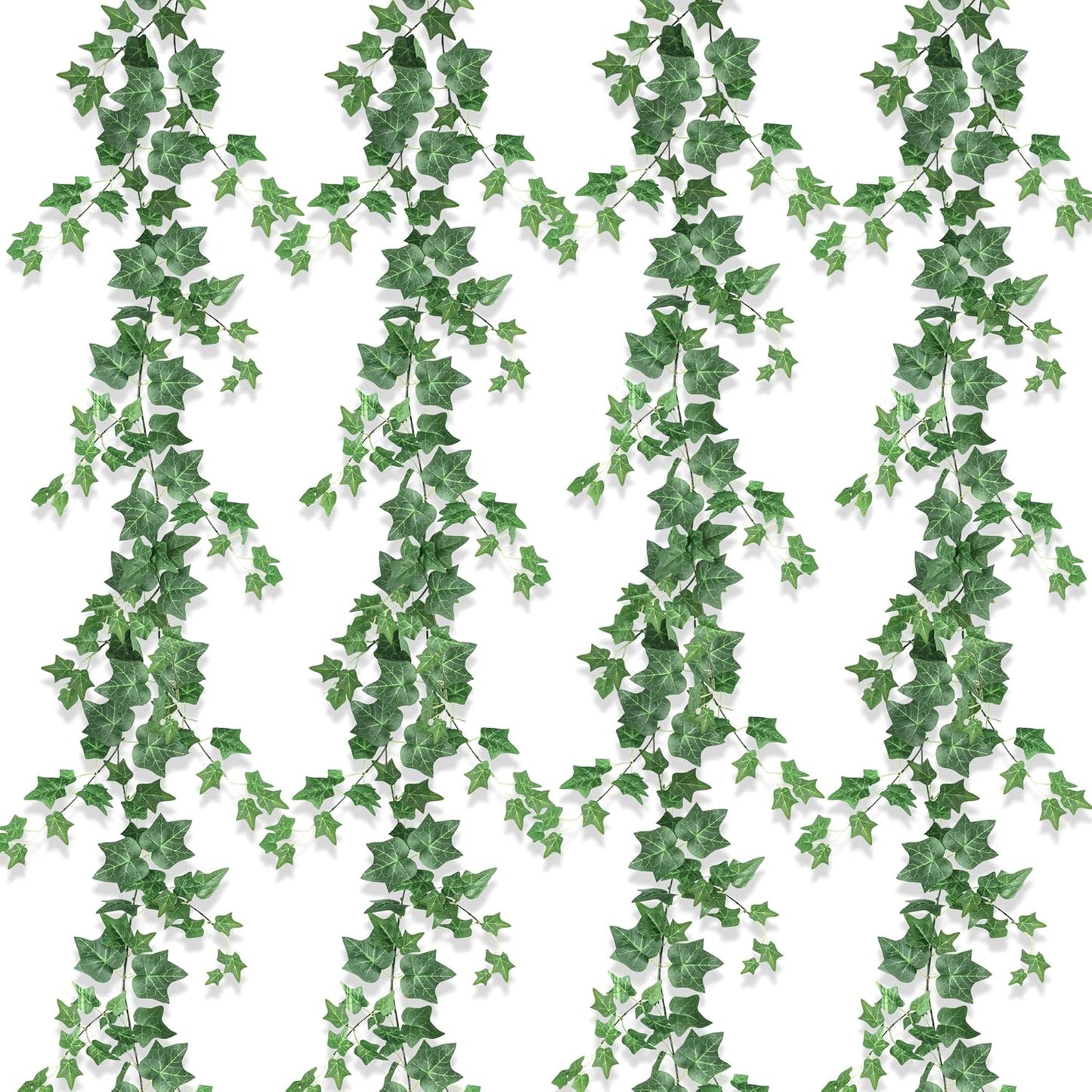 205983 - ROLLWAY Set me 4 Kurora Artificiale prej Dredhke 2m, Gjethe Bime të Varura për Mur, Dhomë Gjumi, Kopsht, Përdorim të Brendshëm dhe të Jashtëm - Ngjyrë Jeshile