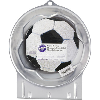 253022 - WILTON Tavë torte me temë futbolli, alumini për pjekjen e tortave, Formë torte në formë topi, ø22 x 8.75 cm