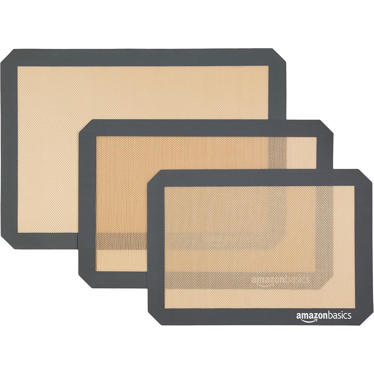 219358 - Amazon Basics Tapet pjekjeje silikoni, set me 3 copë, 23.0cm x 33.0cm, 25.0cm x 29.5cm, 29.5cm x 37.5cm